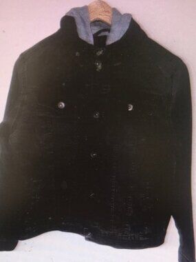 Men's Black Denim Jacket with Hood